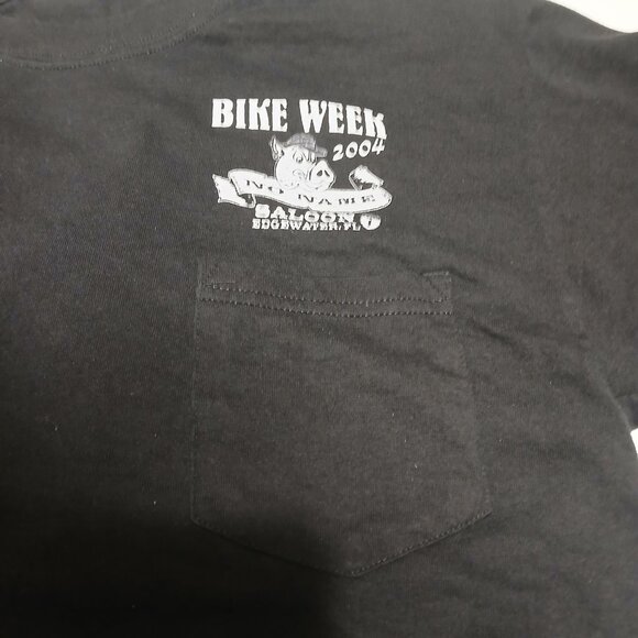 Vintage Y2K 2004 Bike Week No Name Saloon Edgewater, FL pocketed black T-shirt L - Picture 4 of 8